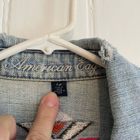 American Eagle Embroidered Denim Jacket - Picture 3 of 3